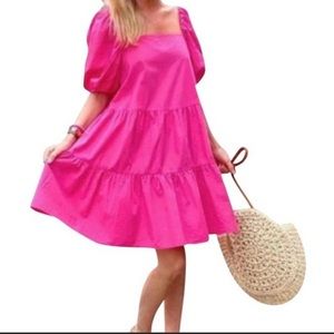 {H&M} pink puff sleeve dress